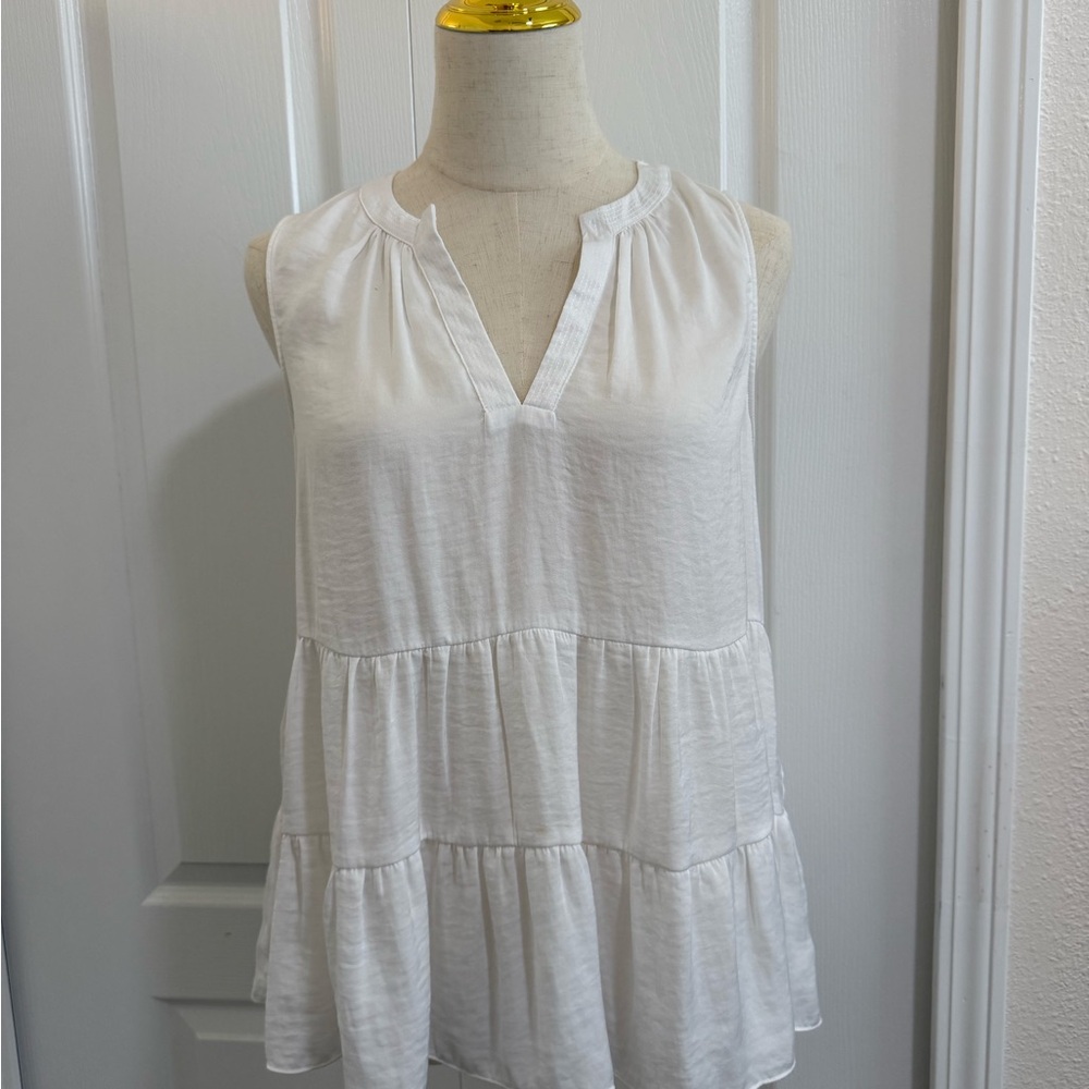 White Sleeveless Tiered Top